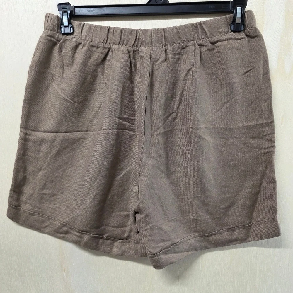 J. Jill Beechnut Brown Linen Rayon Blend Elastic Waist Patch Pocket Shorts S NEW